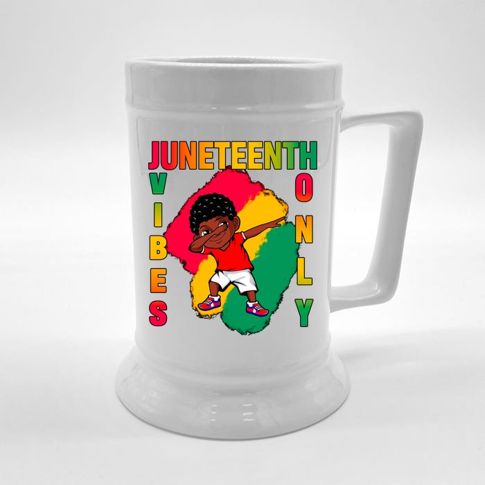 Juneteenth Vibes Only Dabbing African American Boys Front & Back Beer Stein