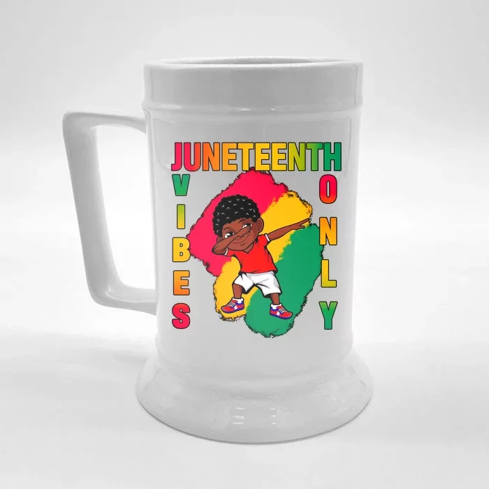 Juneteenth Vibes Only Dabbing African American Boys Front & Back Beer Stein