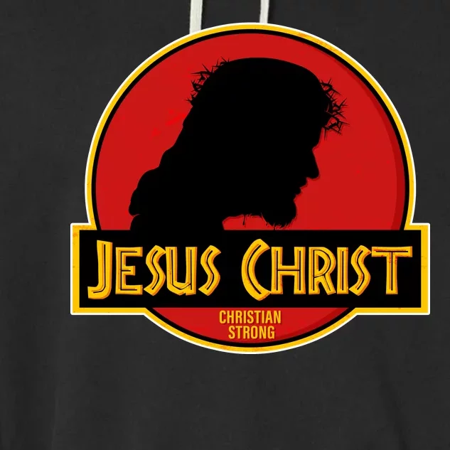 Jurassic Jesus Christ Christian Faith Garment-Dyed Fleece Hoodie