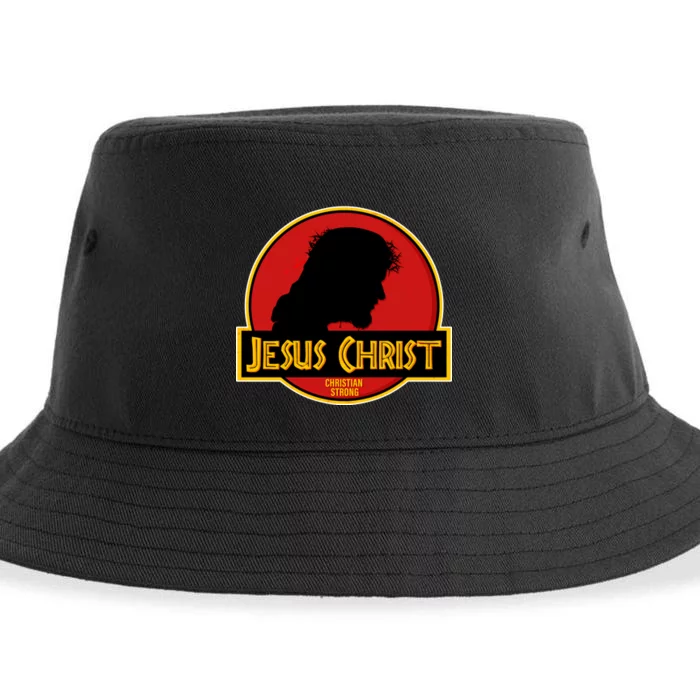 Jurassic Jesus Christ Christian Faith Sustainable Bucket Hat