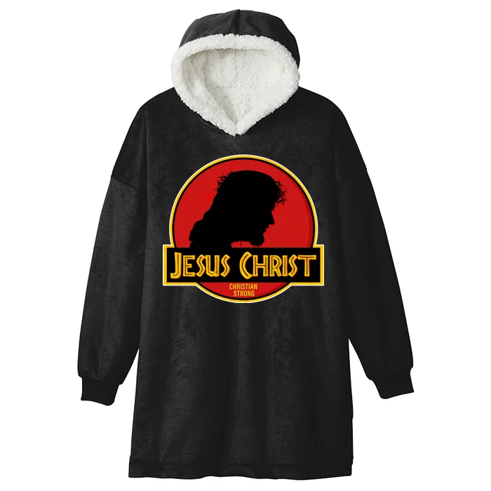 Jurassic Jesus Christ Christian Faith Hooded Wearable Blanket