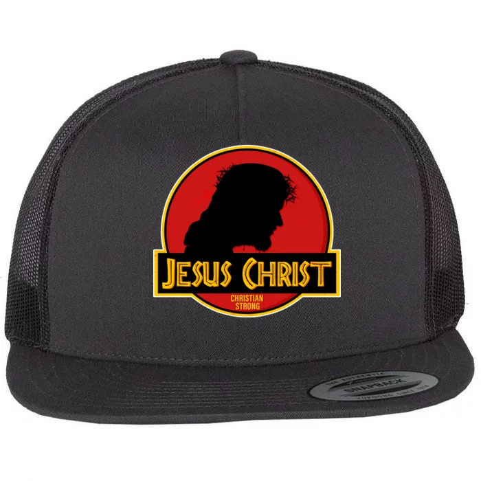 Jurassic Jesus Christ Christian Faith Flat Bill Trucker Hat