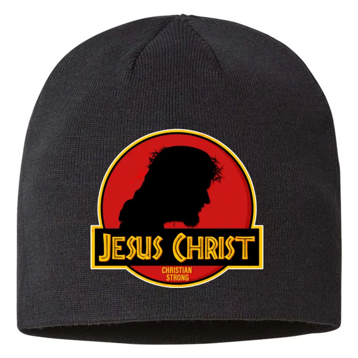 Jurassic Jesus Christ Christian Faith 8 1/2in Sustainable Knit Beanie