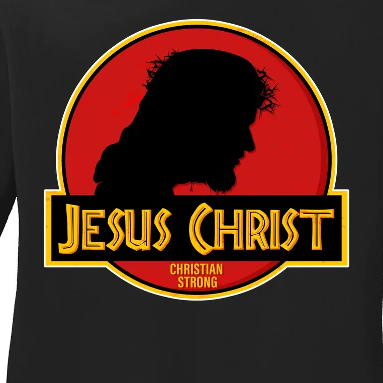 Jurassic Jesus Christ Christian Faith Ladies Long Sleeve Shirt