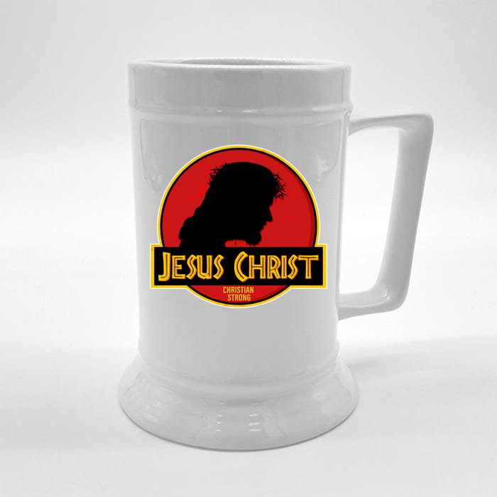 Jurassic Jesus Christ Christian Faith Front & Back Beer Stein