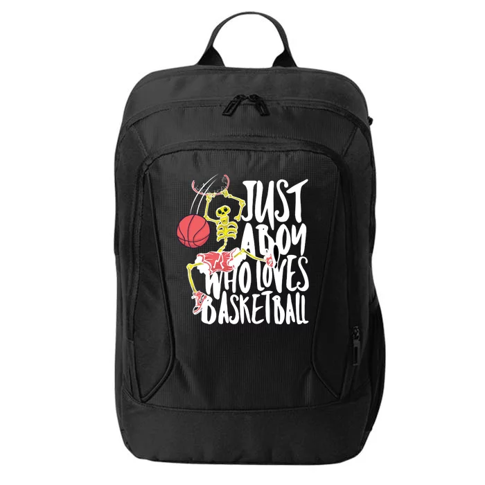 Just A Boy Who Loves Basketball Skeleton City Backpack