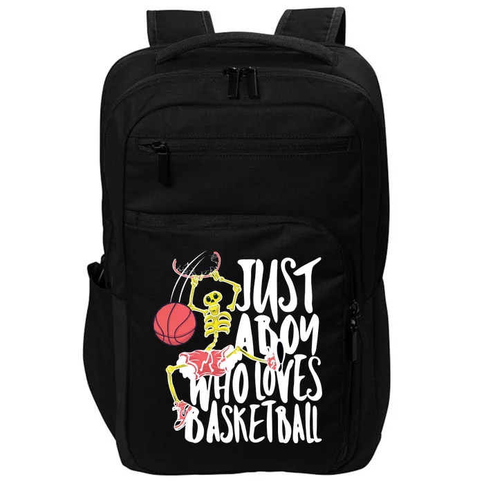 Just A Boy Who Loves Basketball Skeleton Impact Tech Backpack