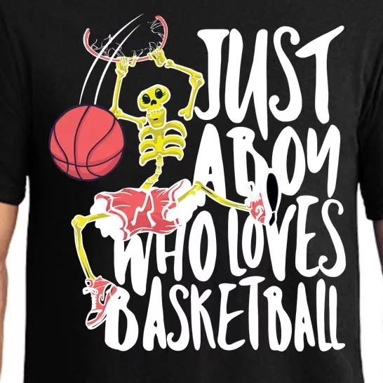 Just A Boy Who Loves Basketball Skeleton Pajama Set