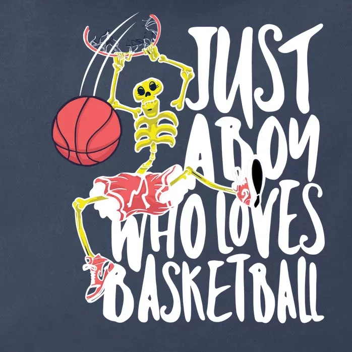 Just A Boy Who Loves Basketball Skeleton Zip Tote Bag