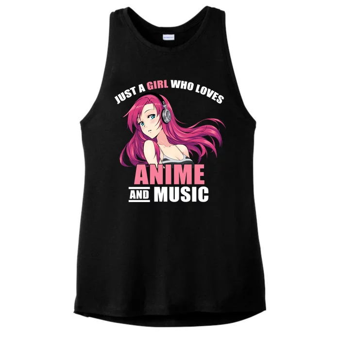 Just A Girl Who Like Anime And Music Funny Anime Ladies Tri-Blend Wicking Tank