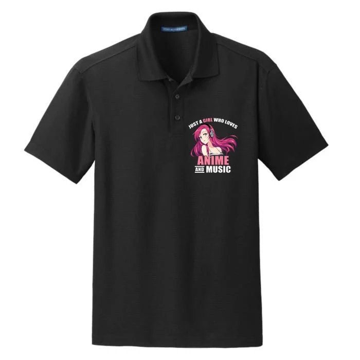 Just A Girl Who Like Anime And Music Funny Anime Dry Zone Grid Performance Polo