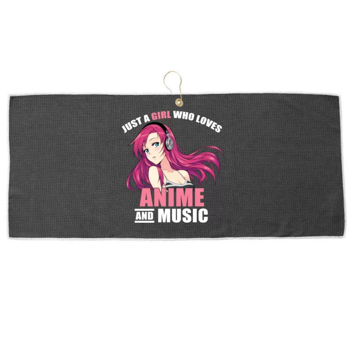 Just A Girl Who Like Anime And Music Funny Anime Large Microfiber Waffle Golf Towel