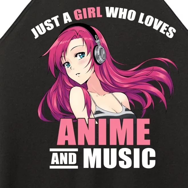 Just A Girl Who Like Anime And Music Funny Anime Women’s Perfect Tri Rocker Tank