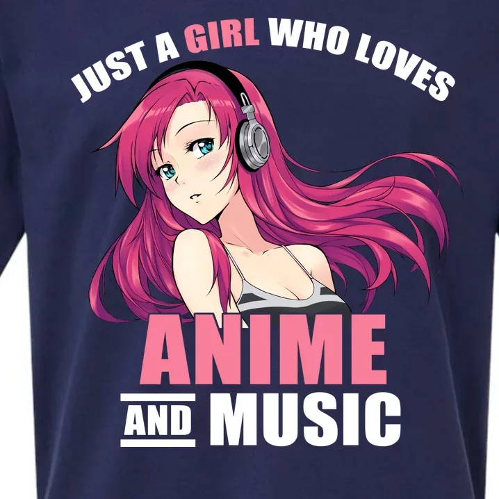 Just A Girl Who Like Anime And Music Funny Anime Sueded Cloud Jersey T-Shirt