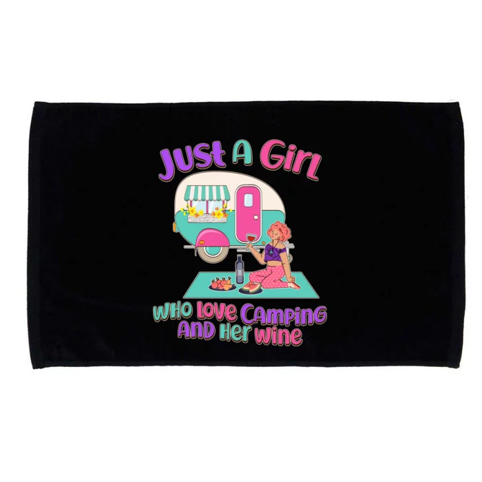 Just A Girl Who Love Camping And Her Wine Microfiber Hand Towel