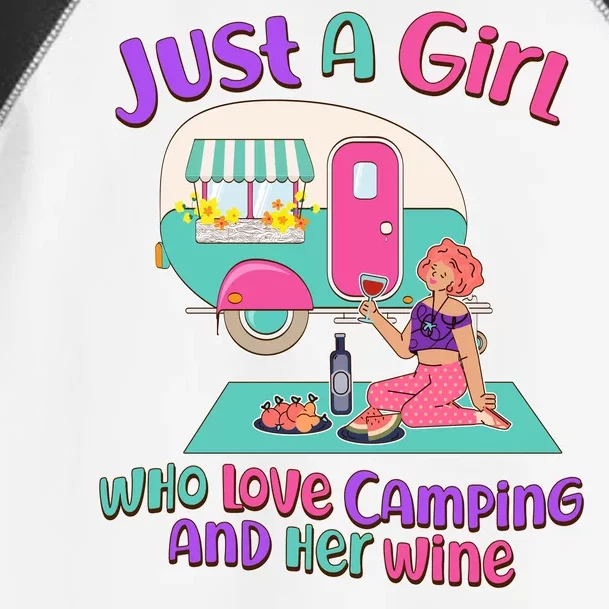 Just A Girl Who Love Camping And Her Wine Toddler Fine Jersey T-Shirt