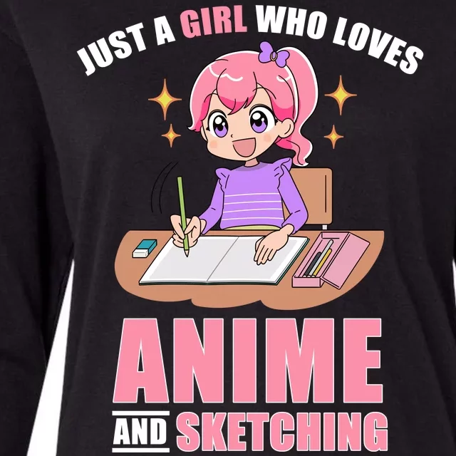 Just A Girl Who Loves Anime And Sketching Womens Cotton Relaxed Long Sleeve T-Shirt