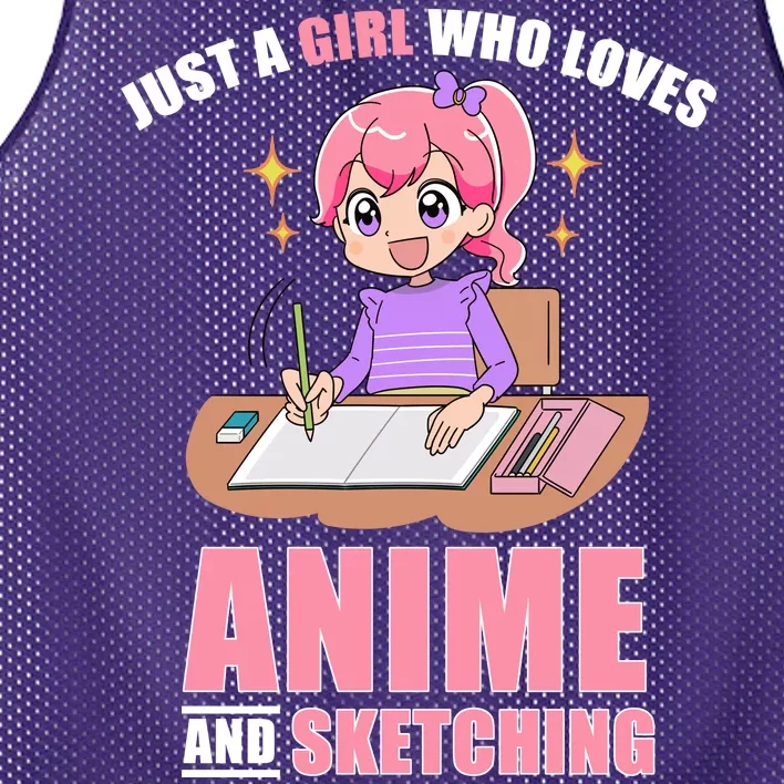 Just A Girl Who Loves Anime And Sketching Mesh Reversible Basketball Jersey Tank