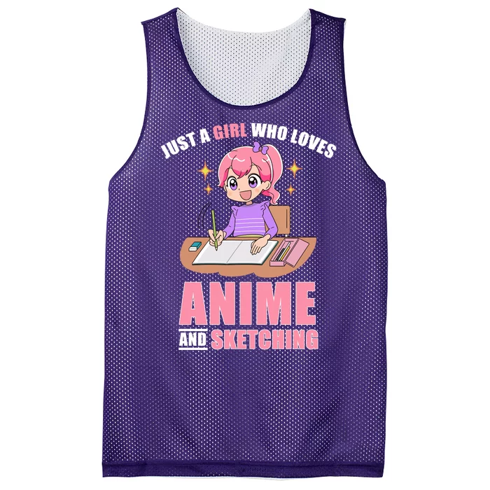 Just A Girl Who Loves Anime And Sketching Mesh Reversible Basketball Jersey Tank