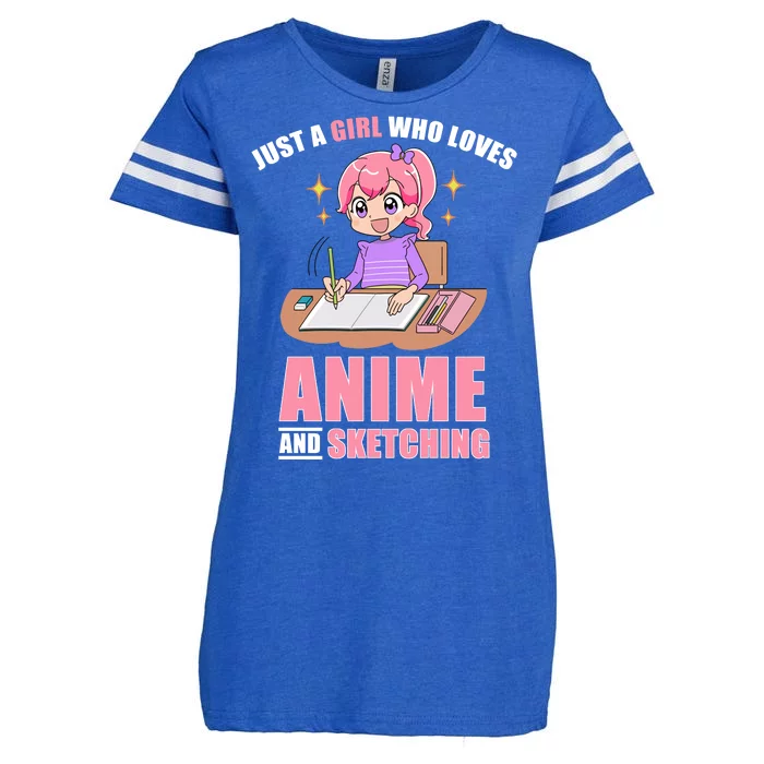 Just A Girl Who Loves Anime And Sketching Enza Ladies Jersey Football T-Shirt