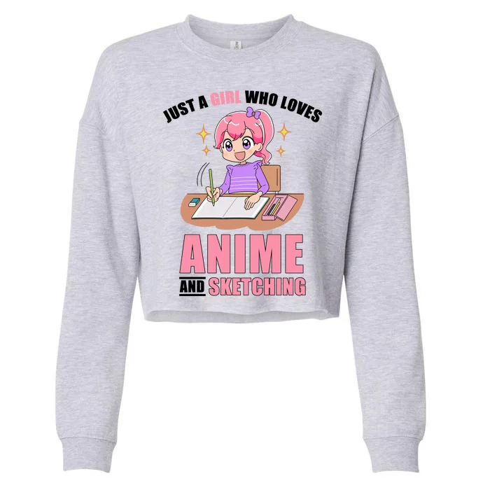 Just A Girl Who Loves Anime And Sketching Cropped Pullover Crew