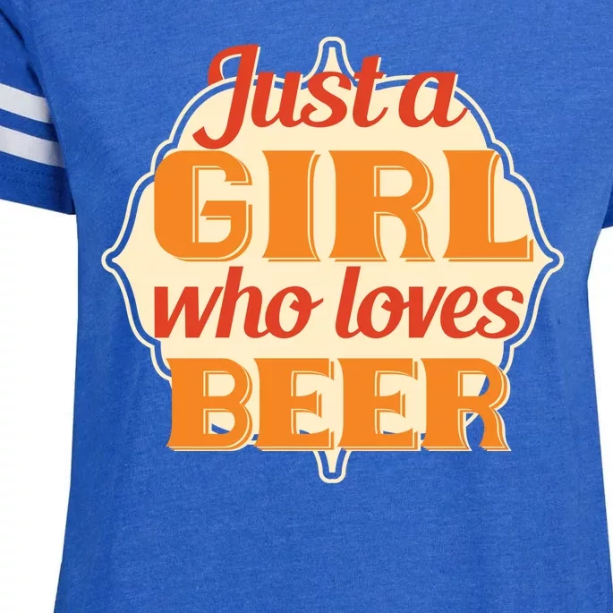 Just A Girl Who Loves Beer Enza Ladies Jersey Football T-Shirt