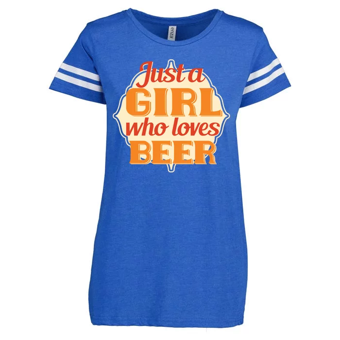 Just A Girl Who Loves Beer Enza Ladies Jersey Football T-Shirt