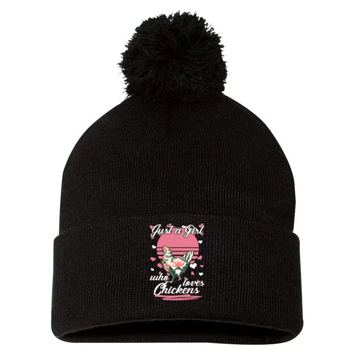 Just A Girl Who Loves Chickens Pom Pom 12in Knit Beanie