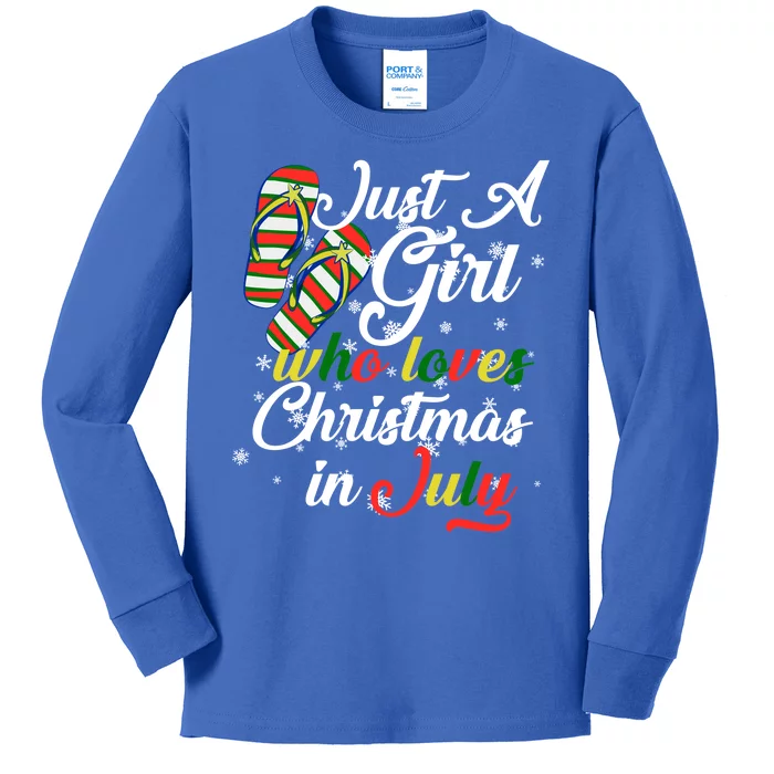 Just A Girl Who Loves Christmas In July Kids Long Sleeve Shirt