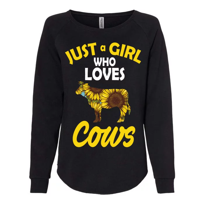 Just A Girl Who loves Cows Flowers Womens California Wash Sweatshirt