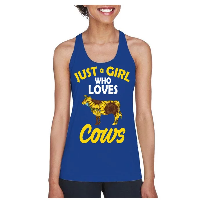 Just A Girl Who loves Cows Flowers Women's Racerback Tank