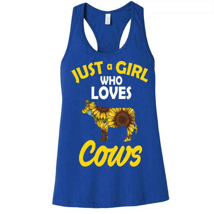 Just A Girl Who loves Cows Flowers Women's Racerback Tank