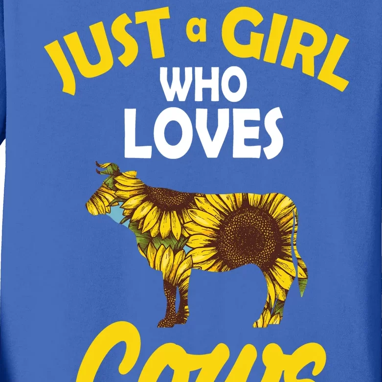 Just A Girl Who loves Cows Flowers Kids Long Sleeve Shirt