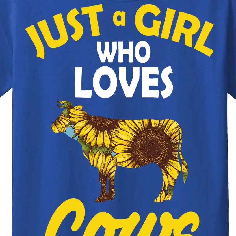 Just A Girl Who loves Cows Flowers Kids T-Shirt