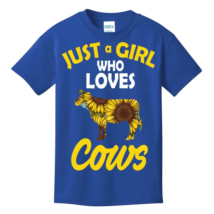 Just A Girl Who loves Cows Flowers Kids T-Shirt