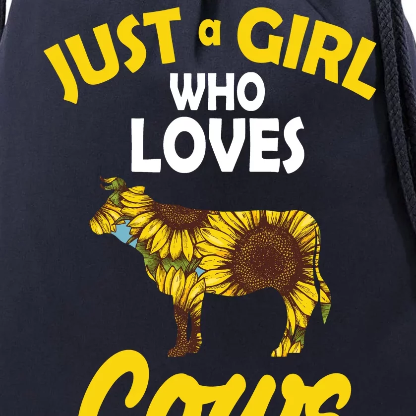 Just A Girl Who loves Cows Flowers Drawstring Bag