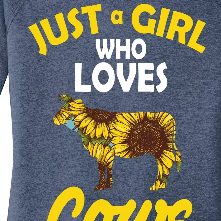 Just A Girl Who loves Cows Flowers Women's Perfect Tri Tunic Long Sleeve Shirt