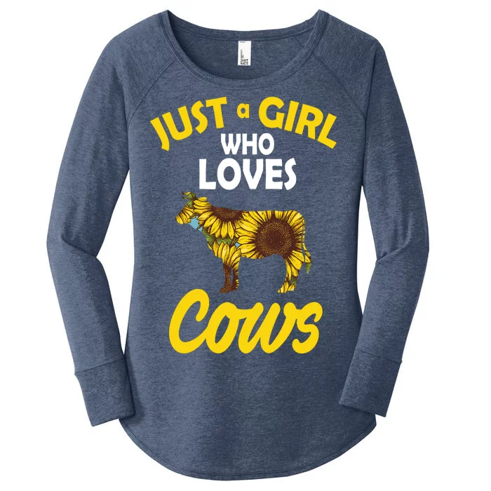 Just A Girl Who loves Cows Flowers Women's Perfect Tri Tunic Long Sleeve Shirt