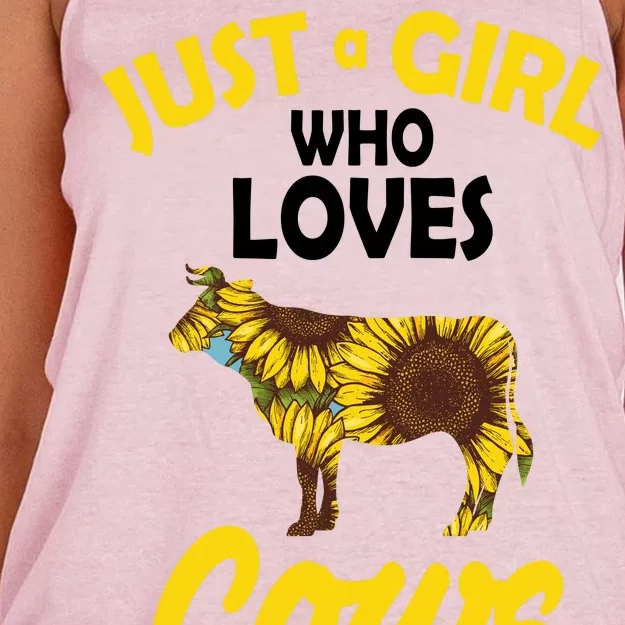 Just A Girl Who loves Cows Flowers Women's Knotted Racerback Tank