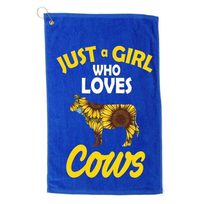 Just A Girl Who loves Cows Flowers Platinum Collection Golf Towel