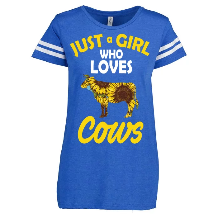 Just A Girl Who loves Cows Flowers Enza Ladies Jersey Football T-Shirt