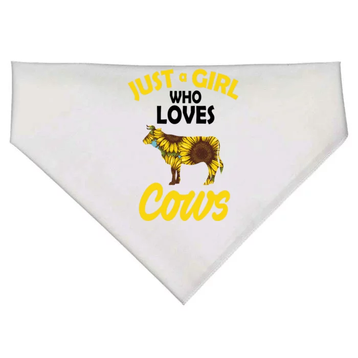 Just A Girl Who loves Cows Flowers USA-Made Doggie Bandana