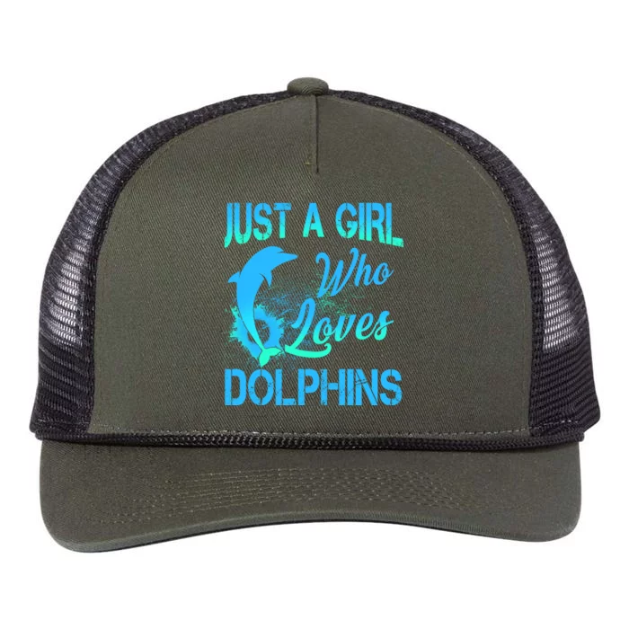 Just A Girl Who Loves Dolphins Retro Rope Trucker Hat Cap