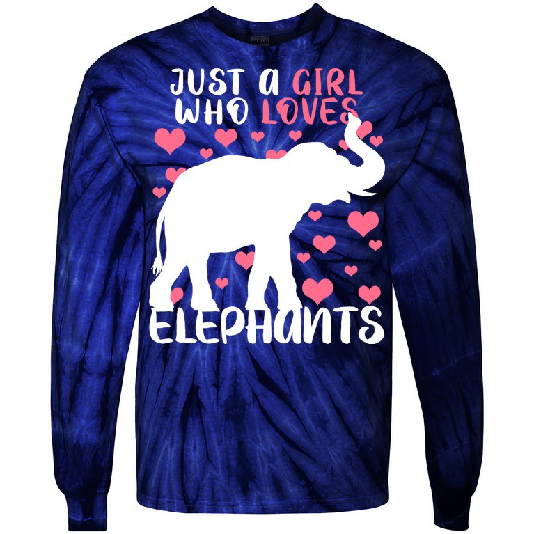 Just A Girl Who Loves Elephants Tie-Dye Long Sleeve Shirt