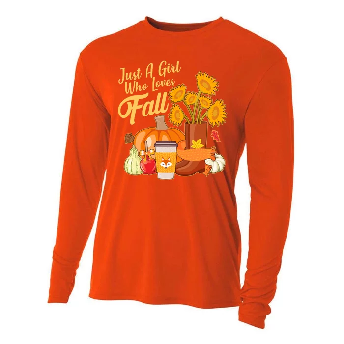 Just A Girl Who Loves Fall Autumn Lover Cooling Performance Long Sleeve Crew