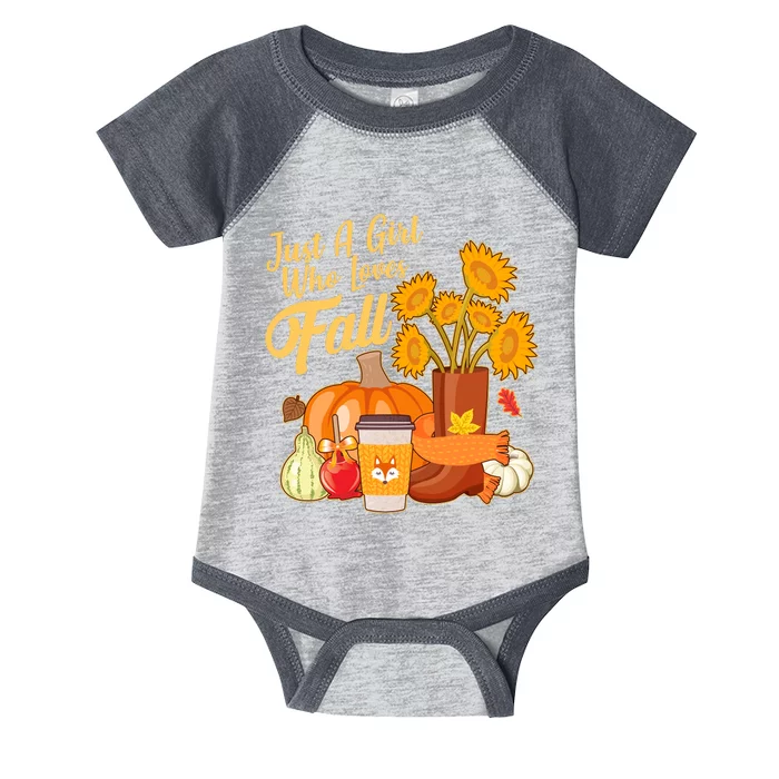 Just A Girl Who Loves Fall Autumn Lover Infant Baby Jersey Bodysuit