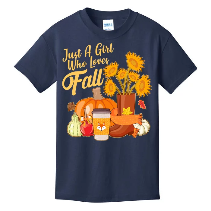 Just A Girl Who Loves Fall Autumn Lover Kids T-Shirt