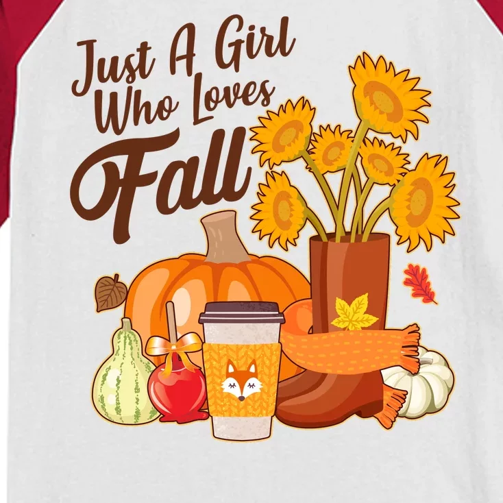 Just A Girl Who Loves Fall Autumn Lover Kids Colorblock Raglan Jersey