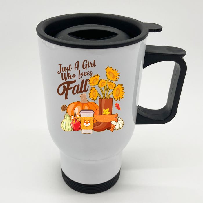 Just A Girl Who Loves Fall Autumn Lover Front & Back Stainless Steel Travel Mug