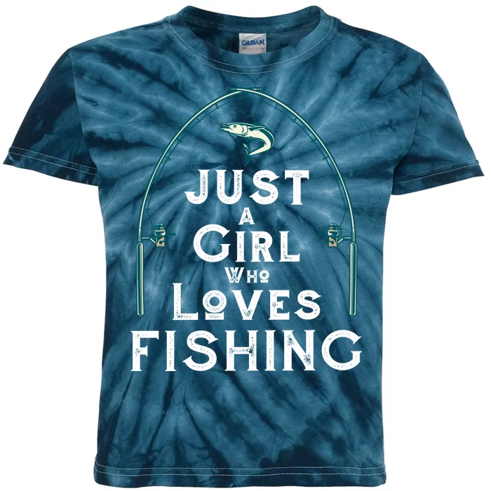 Just A Girl Who Loves Fishing Kids Tie-Dye T-Shirt